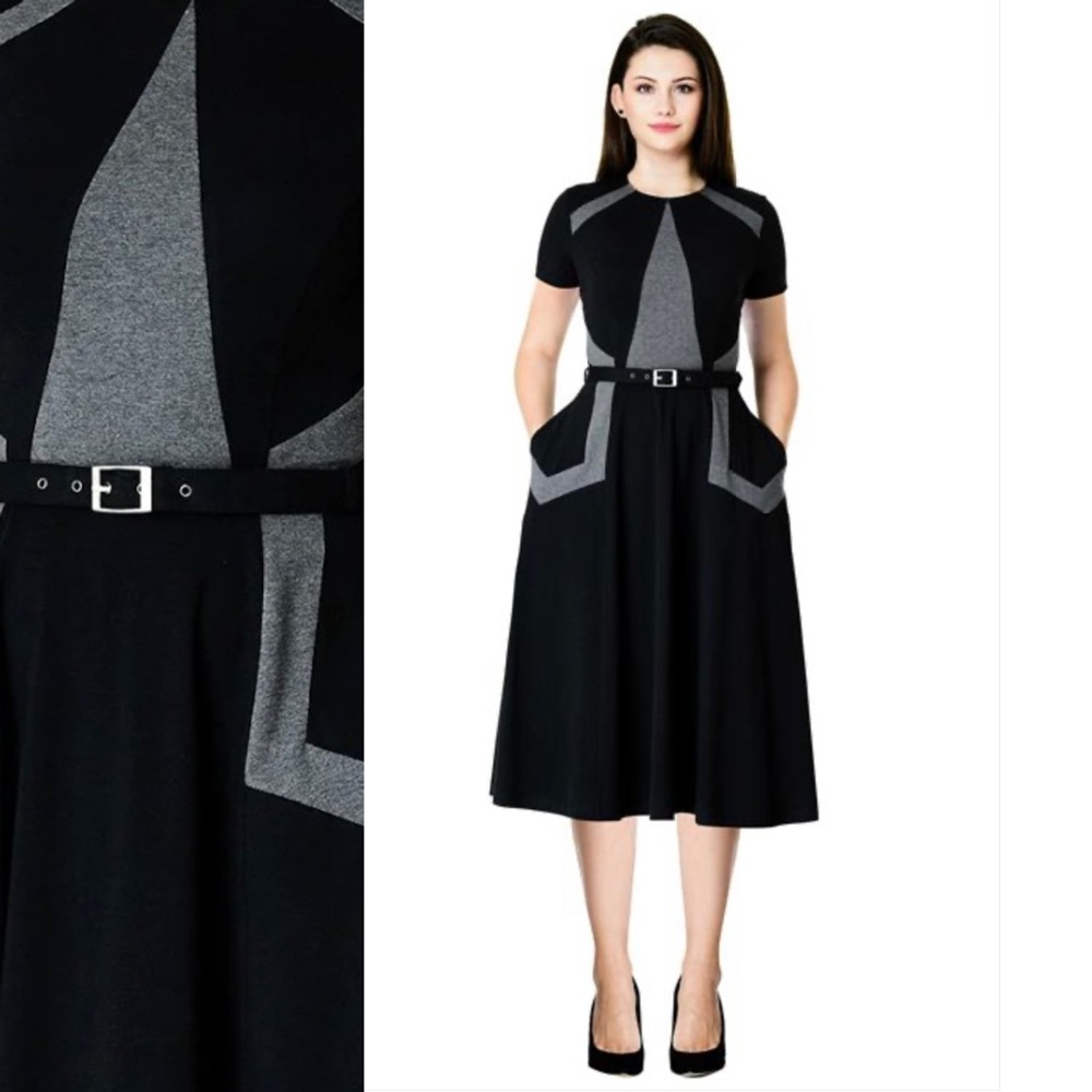 🐘EShakti🐘 Colorblock Cotton Knit Dress